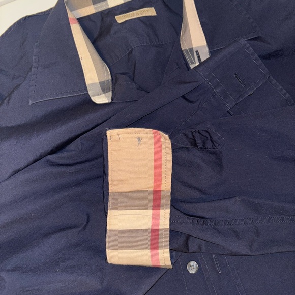 Burberry Long Sleeve Shirt with Plaid Accents - Picture 2 of 5